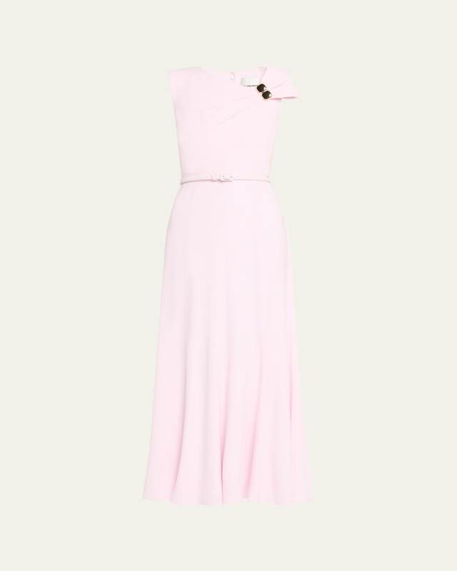 Bow Embellished Satin Crepe Belted Maxi Dress
